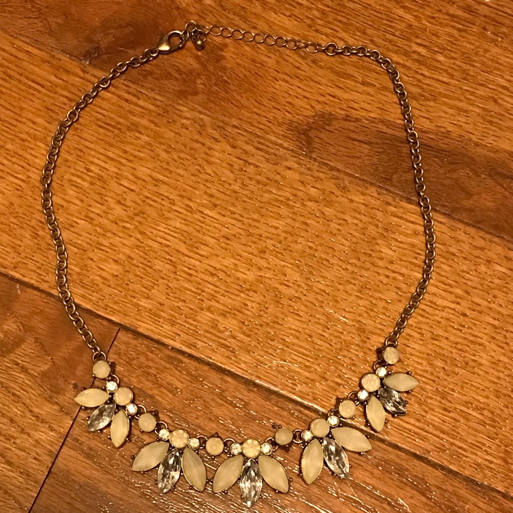 Beige and clear rhinestone necklace